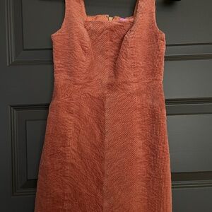 Elegant Corduroy Midi Dress with Square Neck